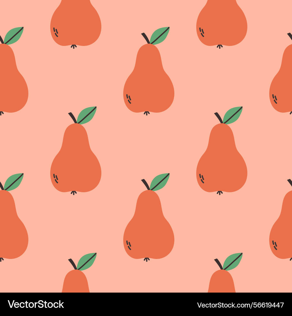 Red pear summer pattern on pink background simple Red pear summer pattern on pink background simple vector image
