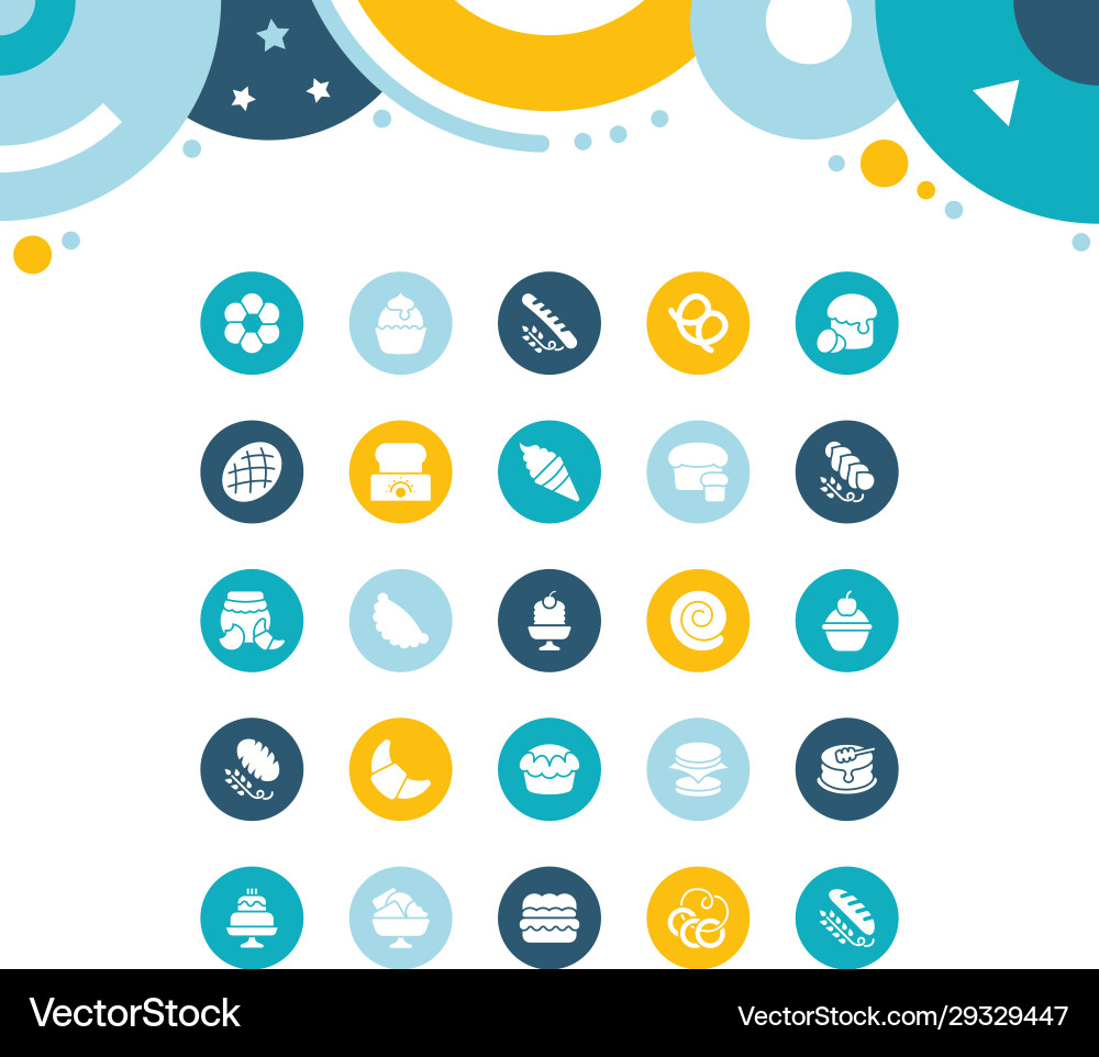 Set simple icons breads and bakery Set simple icons breads and bakery vector image