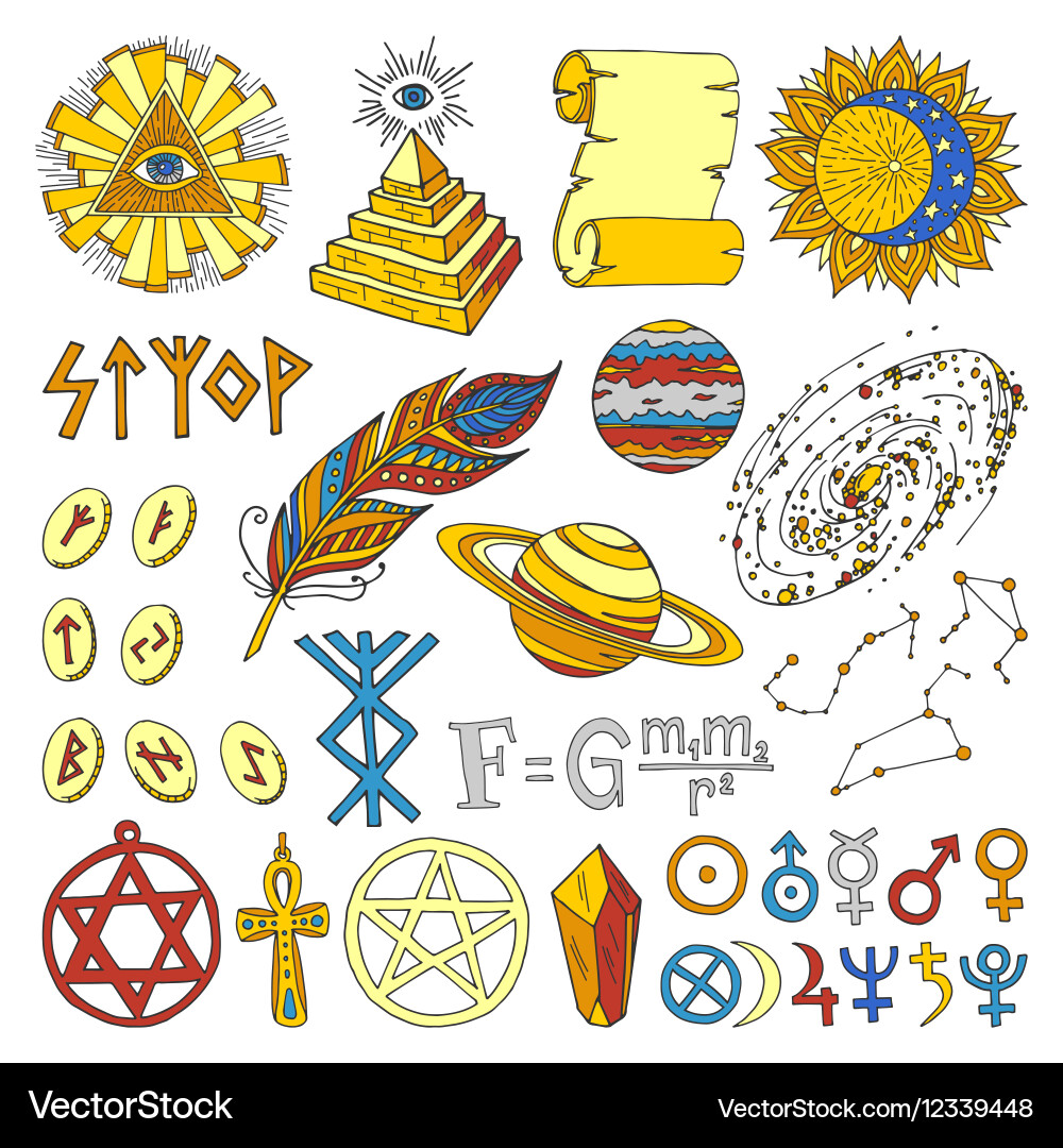 Astrology esoteric hand drawn set Vector Image