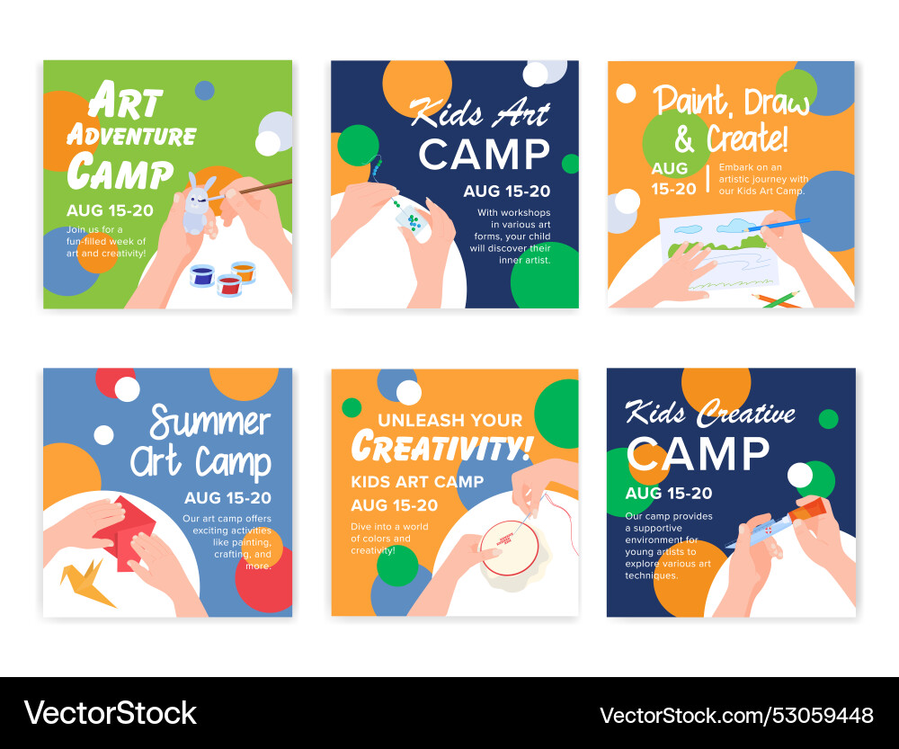 Banners inviting to classes at an art camp Banners inviting to classes at an art camp vector image