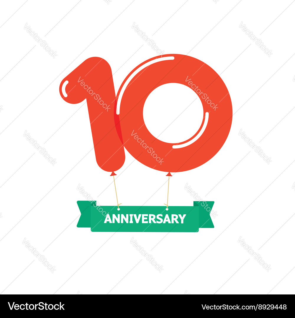Celebration Balloons - 10th Anniversary vector image