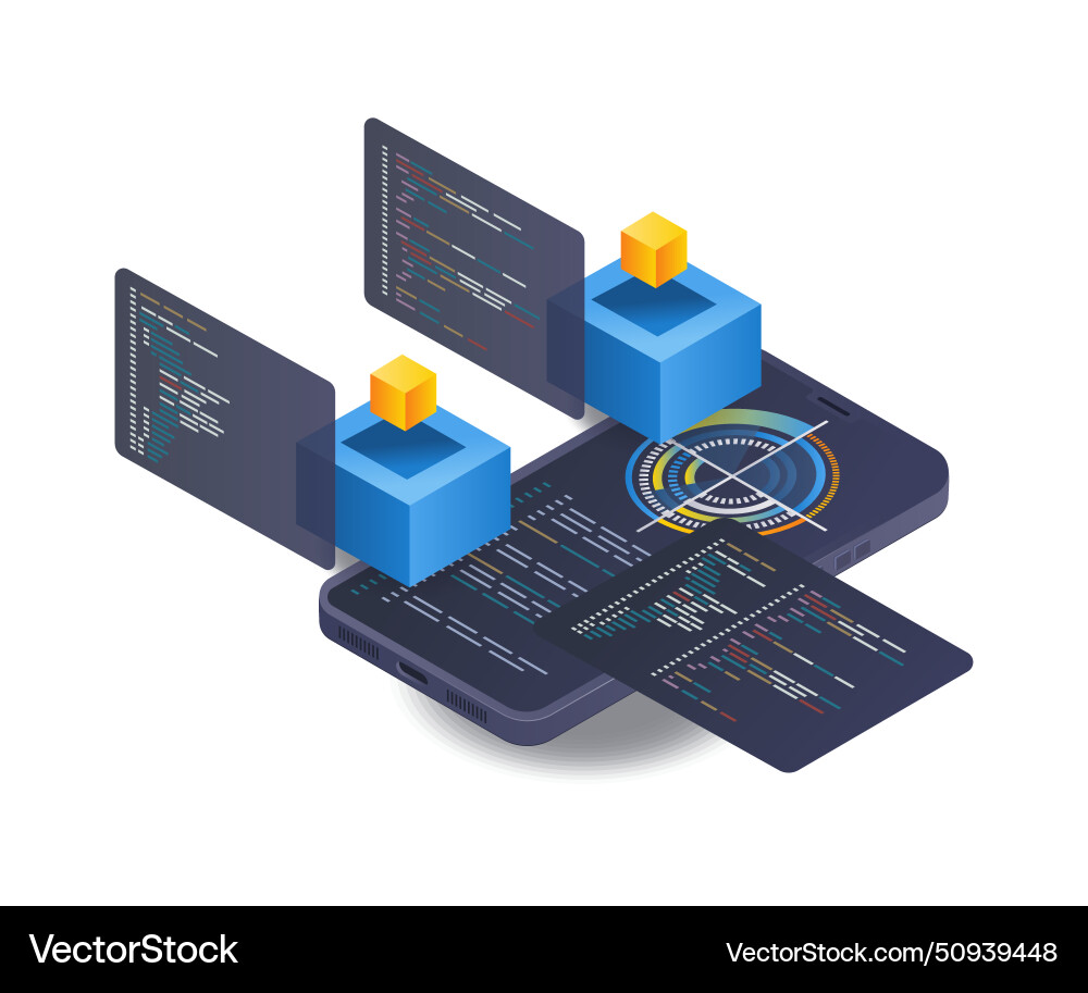 Control smartphone development with programming Control smartphone development with programming vector image