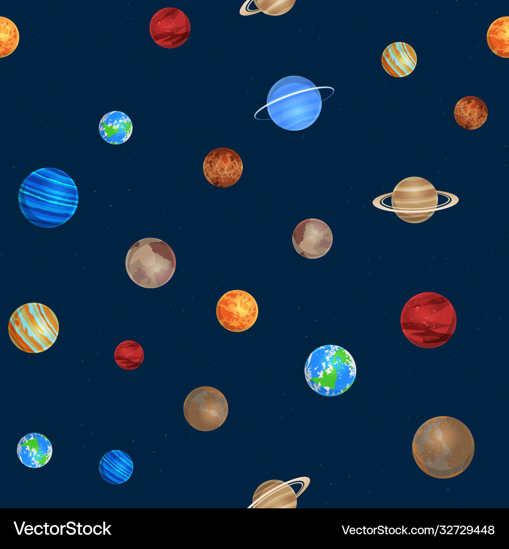 Solar system seamless pattern different colorful Solar system seamless pattern different colorful vector image