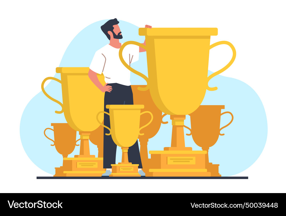 Successful man among his accomplishments Successful man among his accomplishments vector image