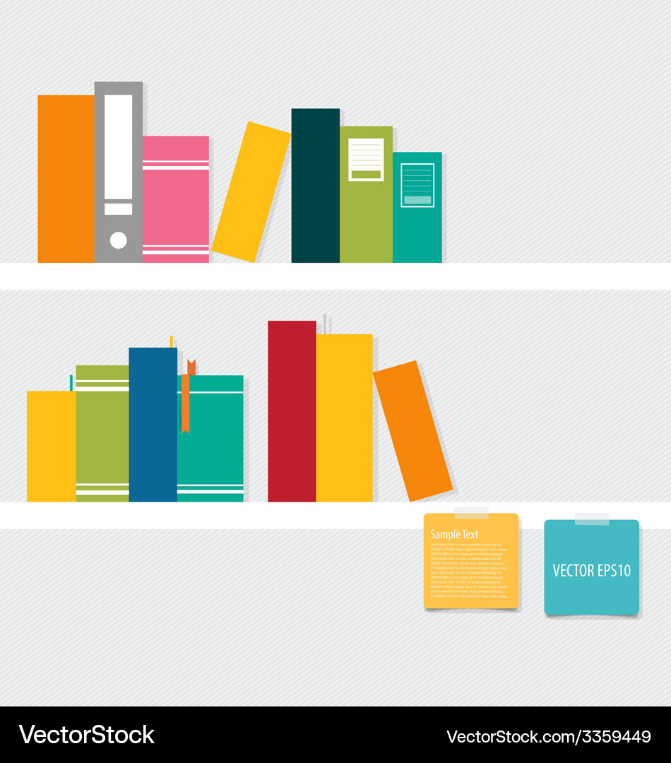 Bookshelf with Notepads Vector Image