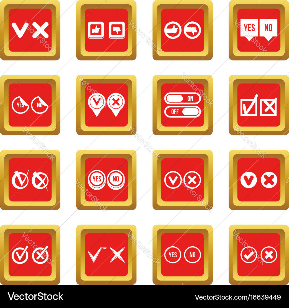Check mark icons set red vector image