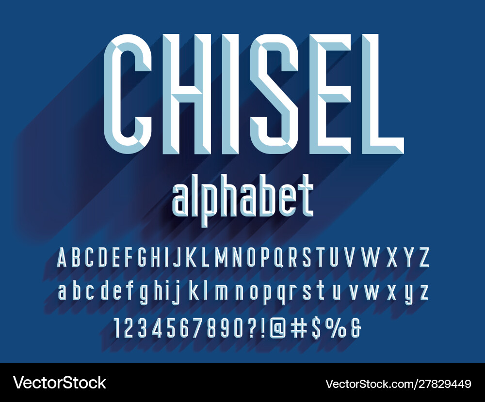 Chisel Lettering Font - Geometric Style vector image