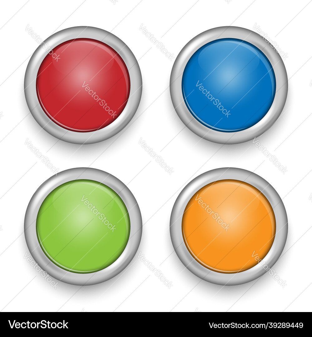 Glossy buttons with metallic elements Glossy buttons with metallic elements Vector Image