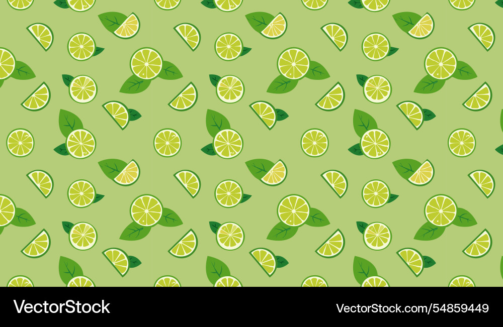 Lime seamless pattern background with slices Vector Image