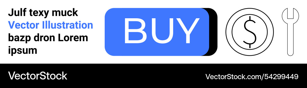Online purchase button with currency icon and tool Online purchase button with currency icon and tool vector image