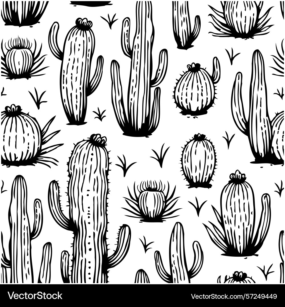 Seamless cactus pattern design perfect Vector Image