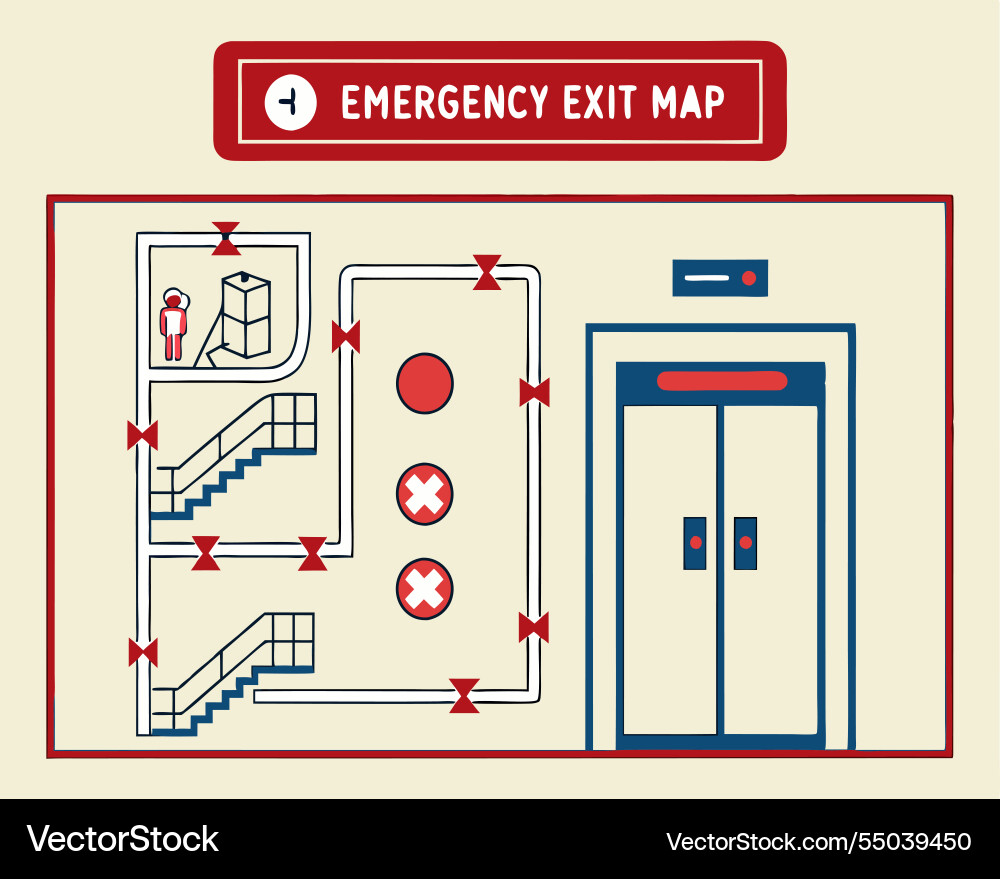 Emergency exit map design Vector Image