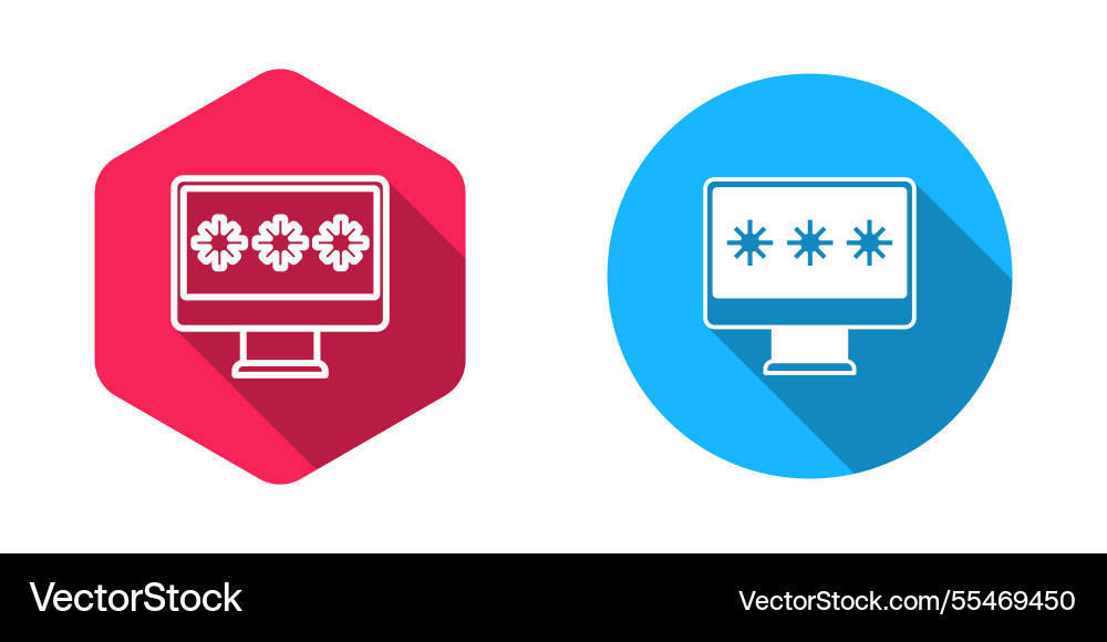 Filled and outline monitor with password Filled and outline monitor with password vector image