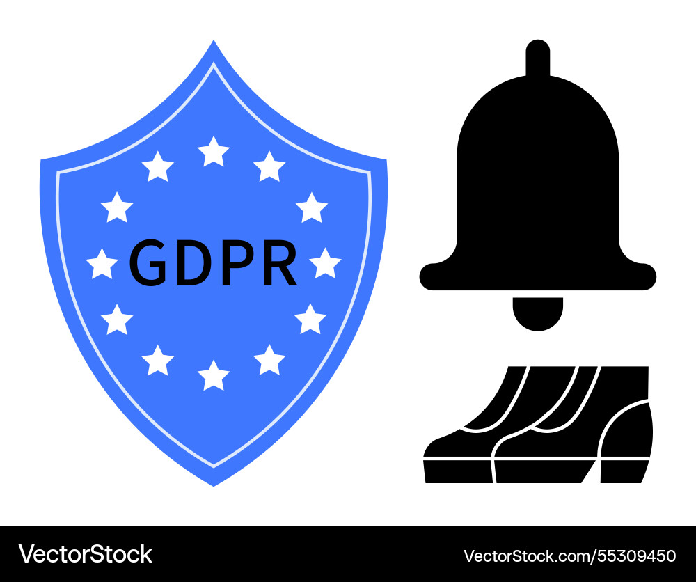Gdpr shield with notification bell and user Gdpr shield with notification bell and user vector image