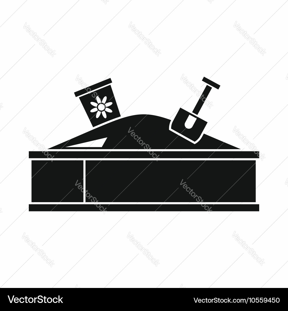 Sandbox with bucket and shovel icon simple style vector image