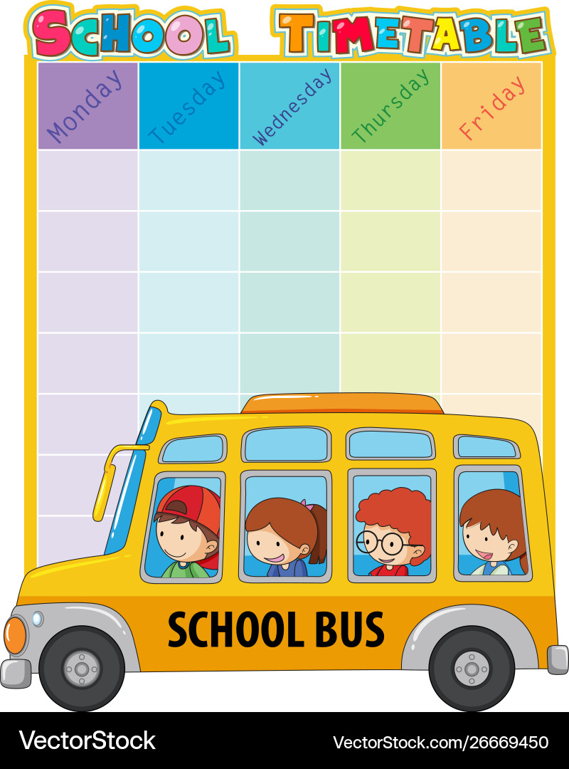 school-timetable-template-with-bus-and-kids-vector-image