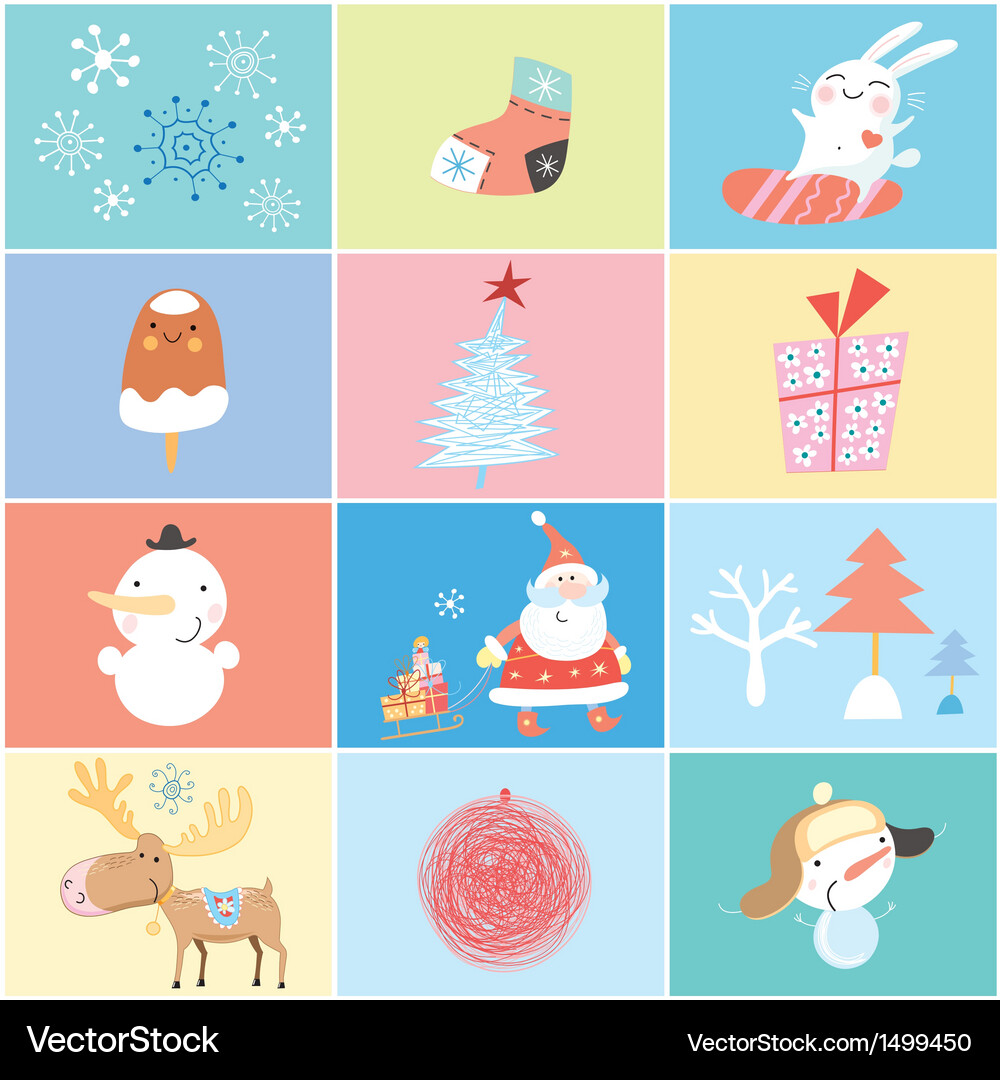 Set of objects and images the new year Vector Image