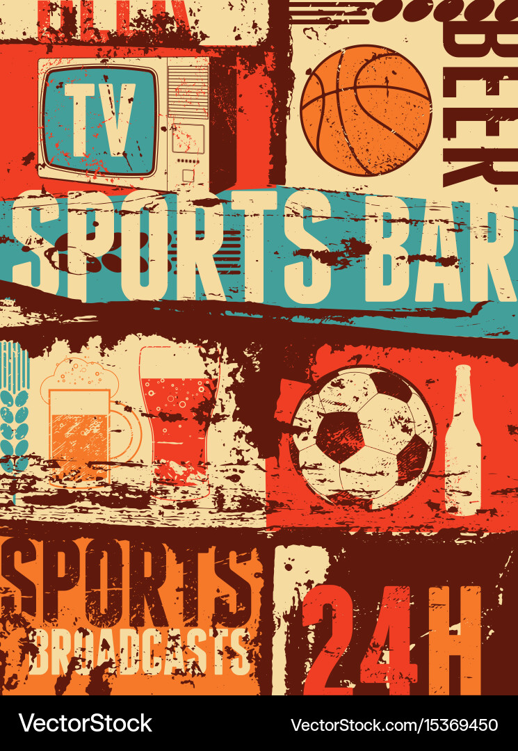 Vintage Sports Bar Poster Vector Image