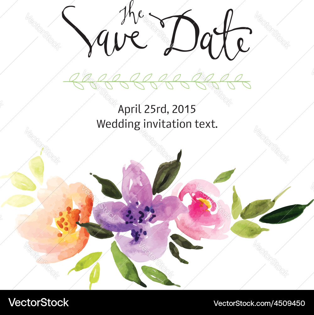 Watercolor Floral Wreath Vector Image