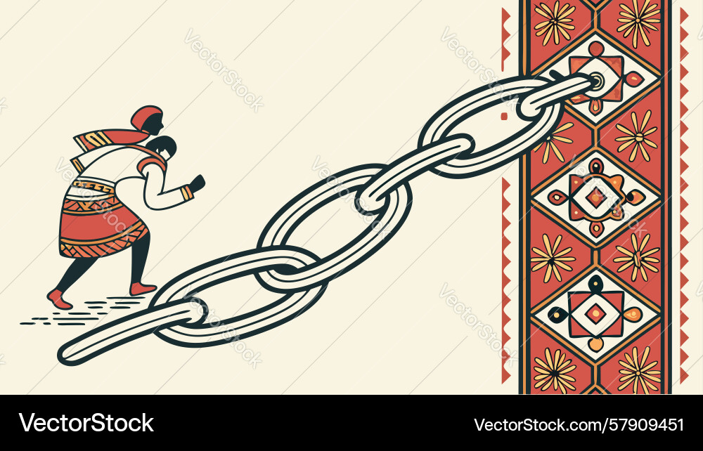 Climbing chain link with tribal pattern design Vector Image