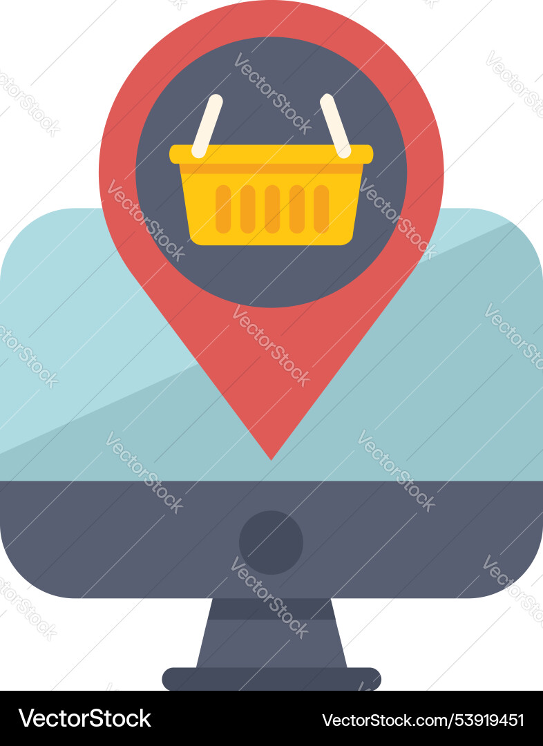 Computer showing location for online shopping Computer showing location for online shopping vector image