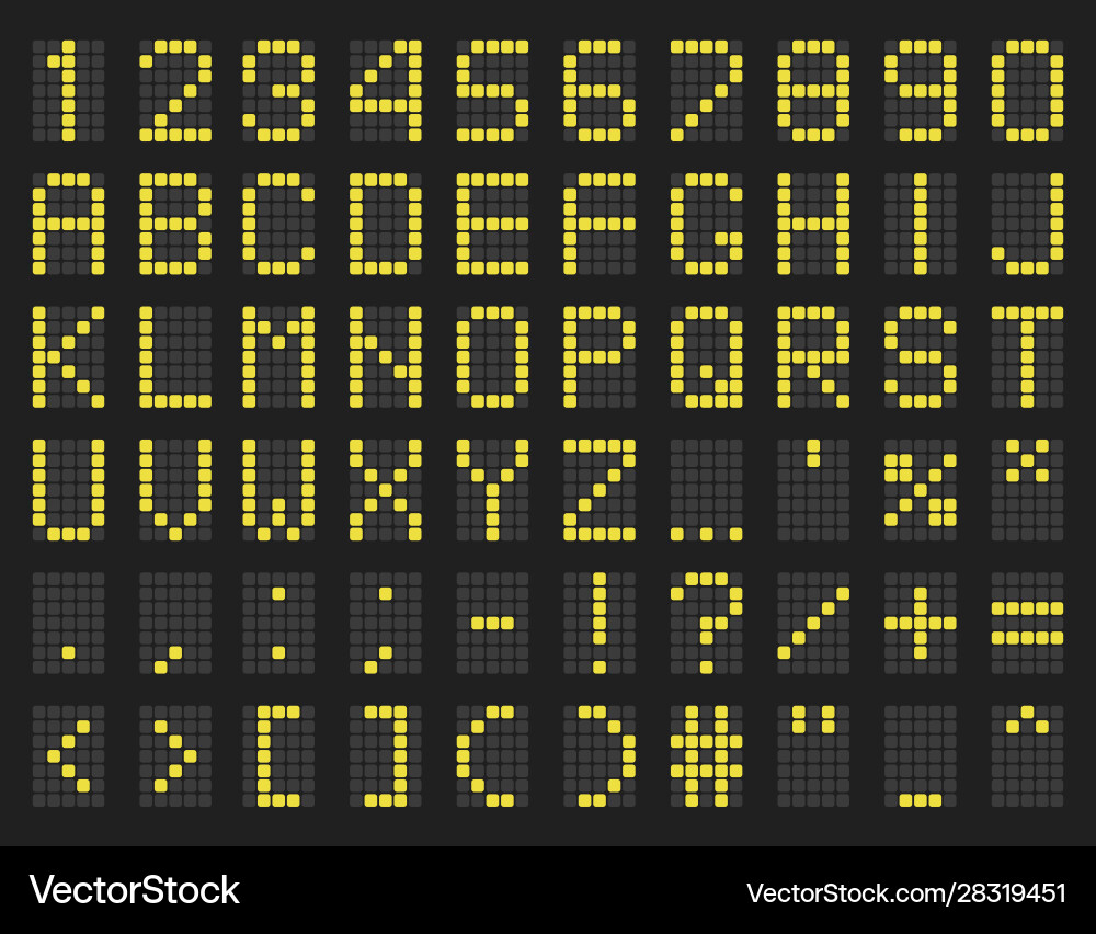 Digital Alphabet Display Template vector image
