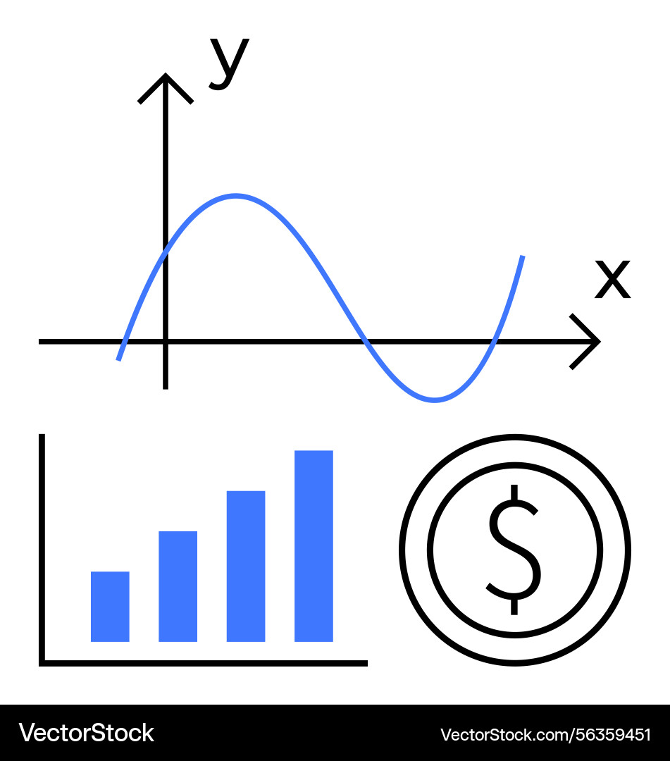Graphical data representation with line graph bar Vector Image