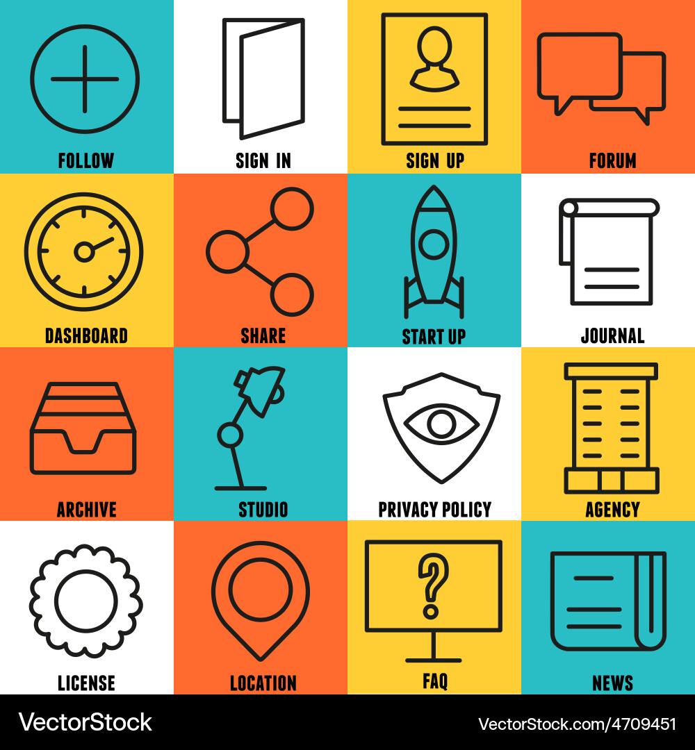 Set of linear internet service icons - part 3 vector image