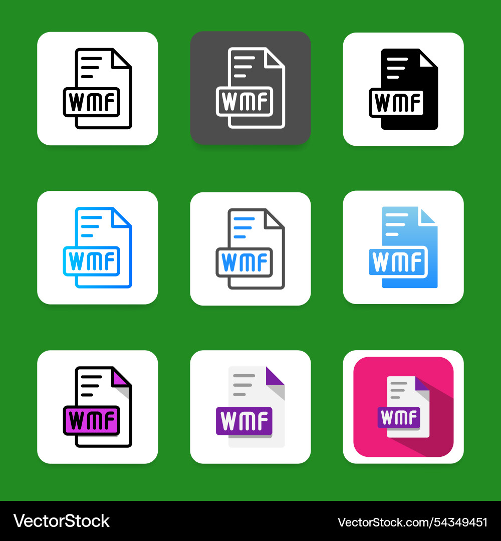 Set of wmf document file icons with dynamic Set of wmf document file icons with dynamic vector image