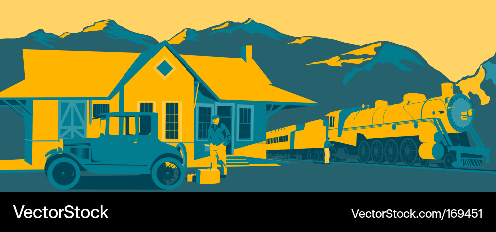 Vintage Train Depot vector image