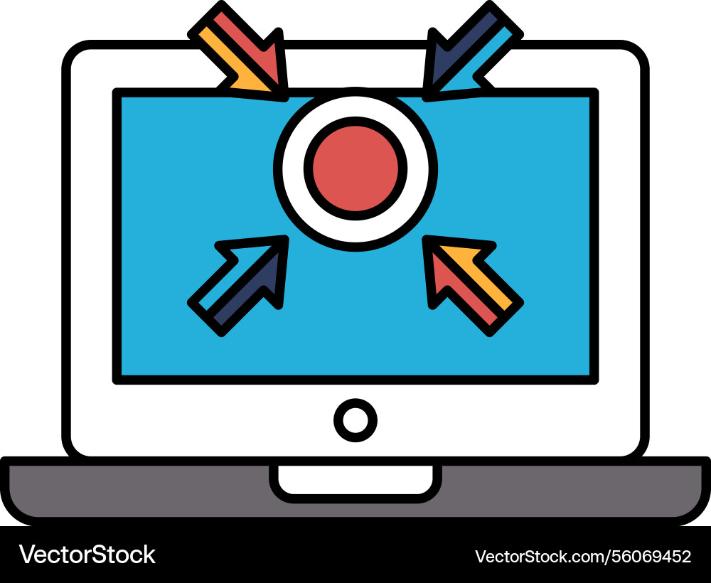 A computer monitor with red circle A computer monitor with red circle vector image