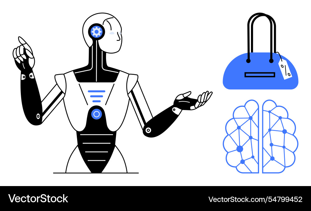 Advanced ai robot with neural network and fashion vector image