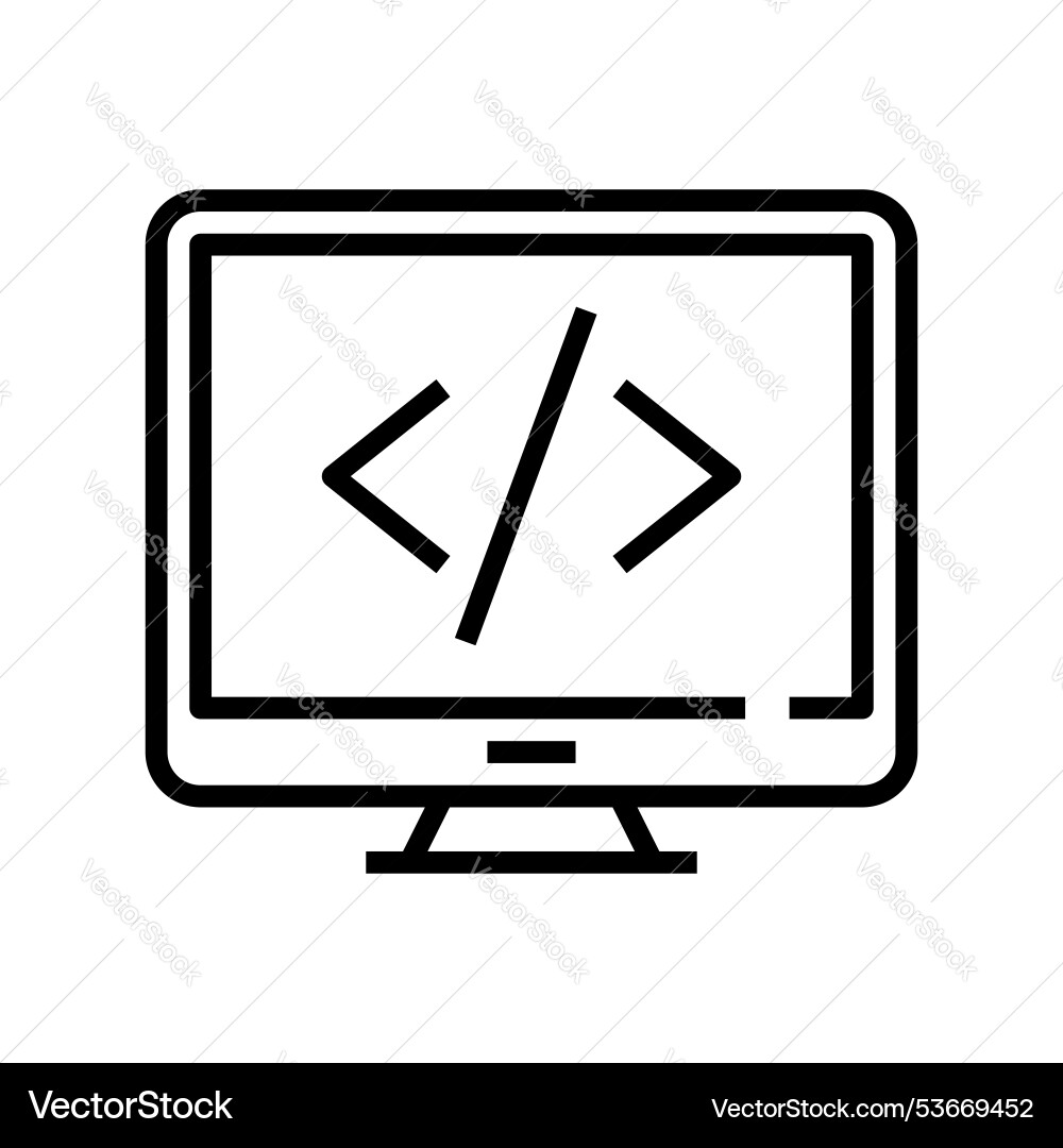 Computer icon outline style design isolated Vector Image