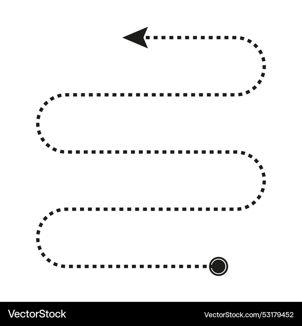 Dotted line path directional arrow guide Vector Image