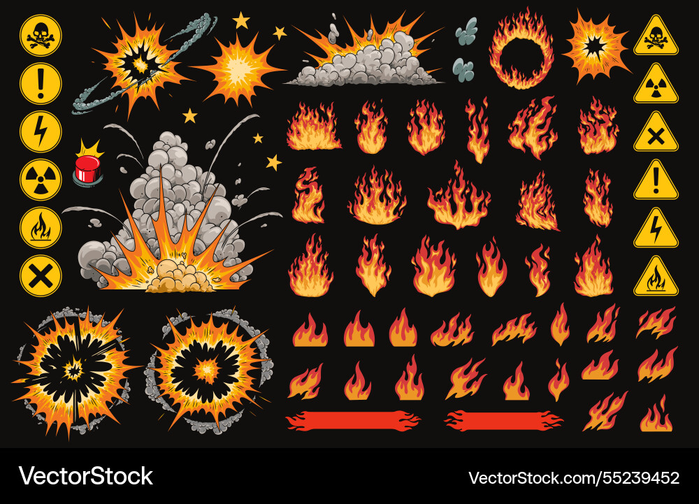 Feuer- und Explosionsgrafikelemente für Design Vektorbild