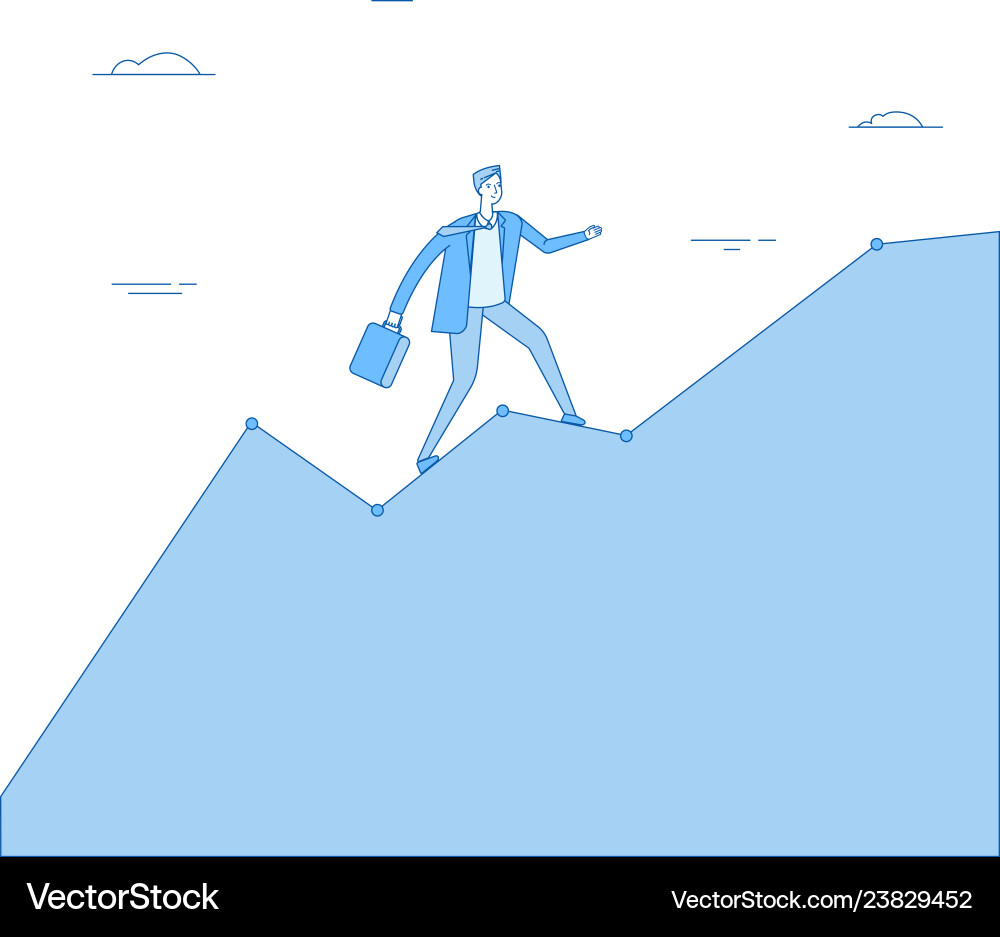 Man climb chart businessman going up on growth vector image