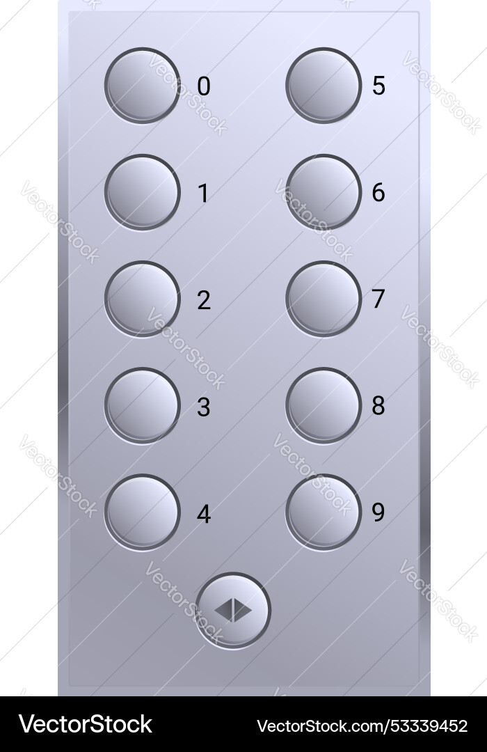 Modern elevator control panel showing numbers zero Modern elevator control panel showing numbers zero vector image