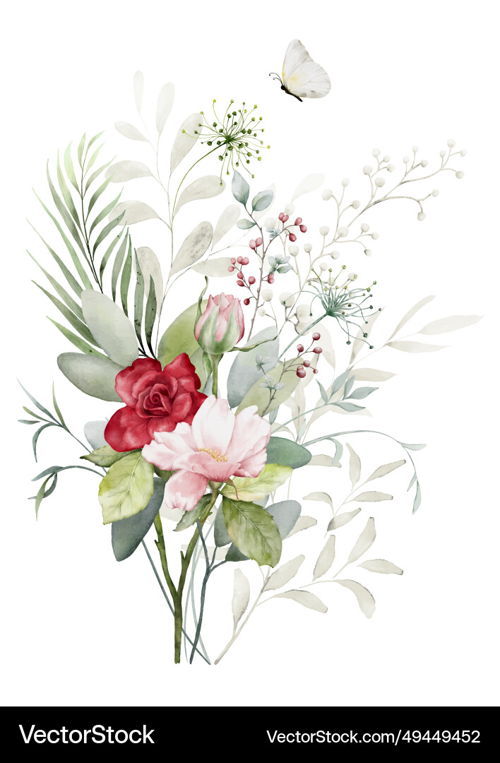 Watercolor Floral Branch Vector Image