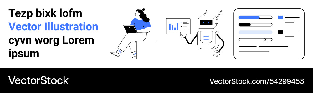 Digital collaboration with robot assistant Digital collaboration with robot assistant vector image