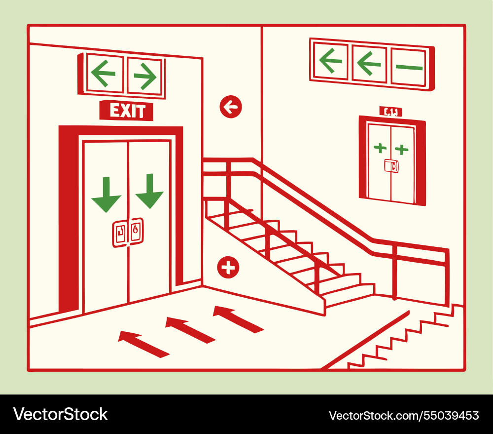 Emergency exit map design Vector Image