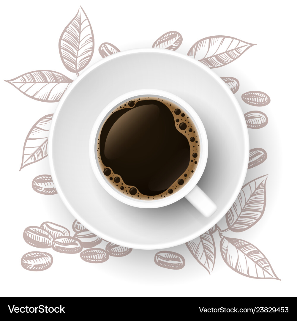 Kaffeezeit Hintergrund mit realistischer Tasse und Hand Kaffeezeit Hintergrund mit realistischer Tasse und Hand vektorbild