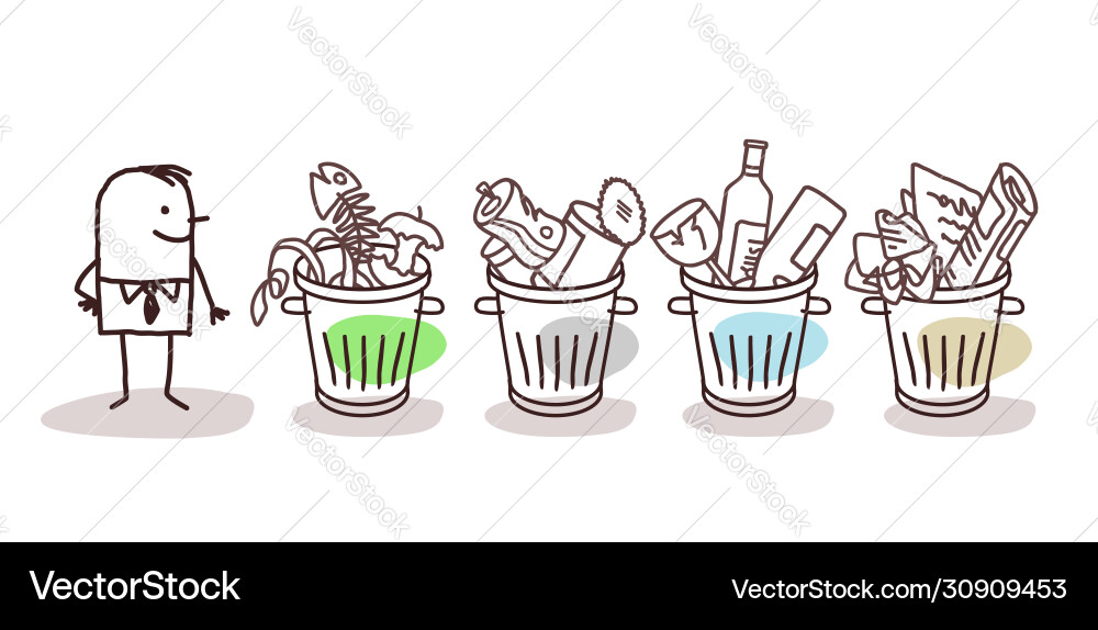 Man and selective sorted garbage vector image