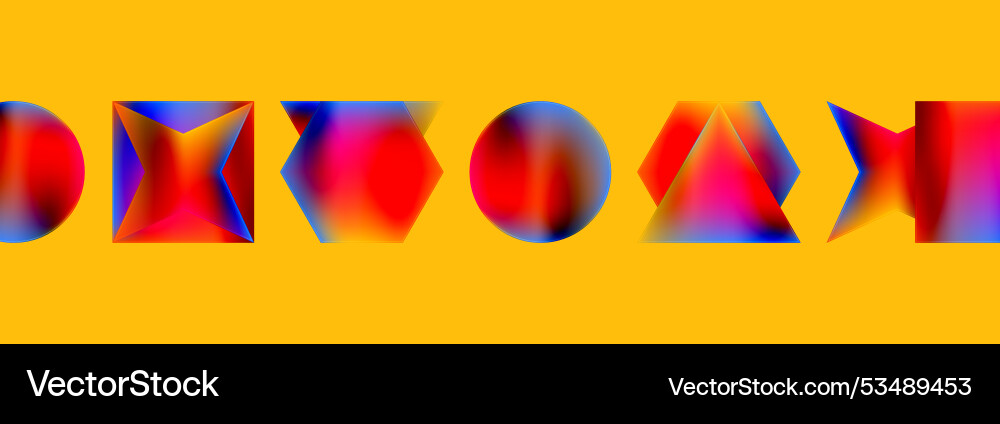 Neon color geometric shapes square triangle circle Vector Image