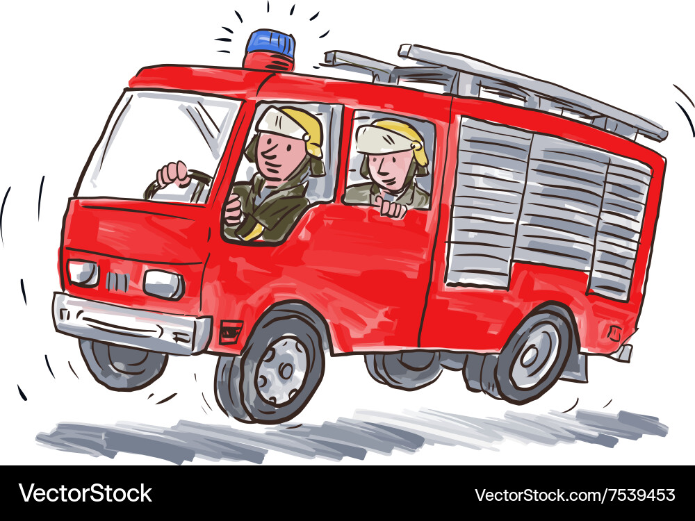 Red Fire Truck mit Firefighter vektorbild