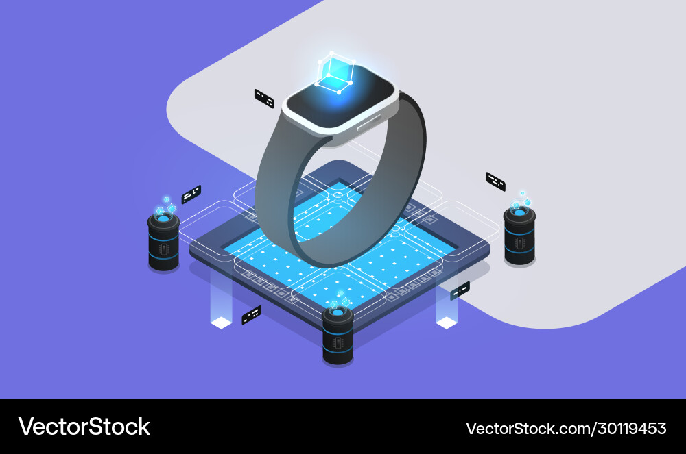 Smart Watch Fitness Tracker Concept Vector Image