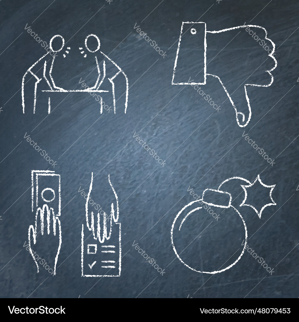Unfair deal icon set on chalkboard Unfair deal icon set on chalkboard vector image