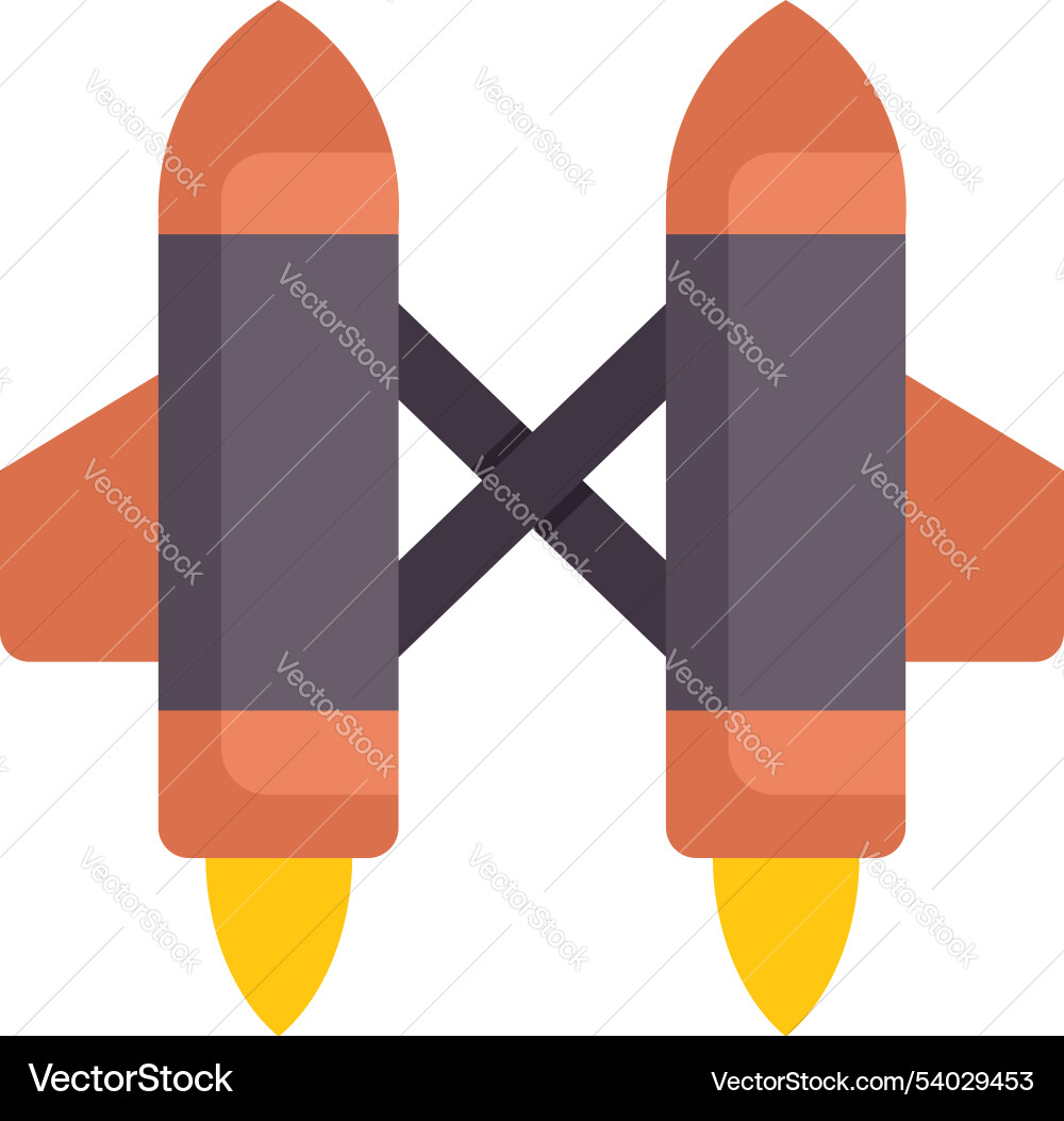 Zwei Raketen kreuzen sich gegenseitig beim Fliegen Zwei Raketen kreuzen sich gegenseitig beim Fliegen vektorbild