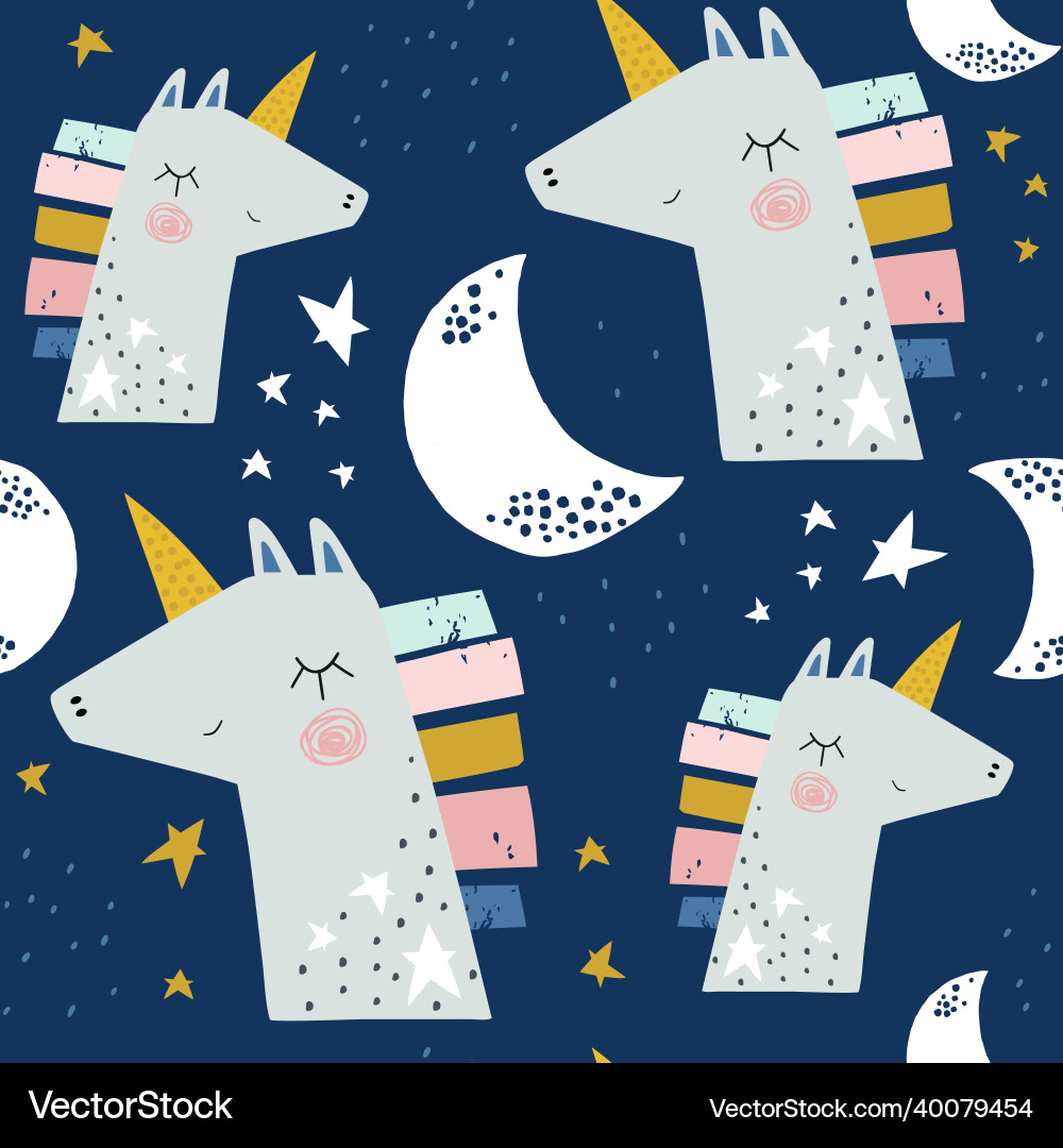 Charming Unicorn Pattern vector image