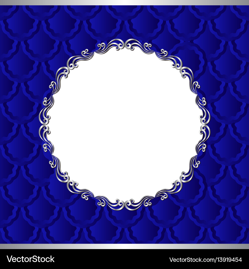 Elegant Silver and Blue Baroque Pattern Background vector image