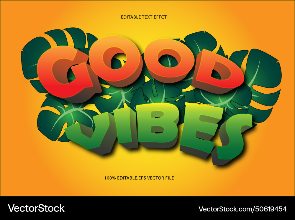 Good vibes editable text effect 3d emboss Good vibes editable text effect 3d emboss Vector Image